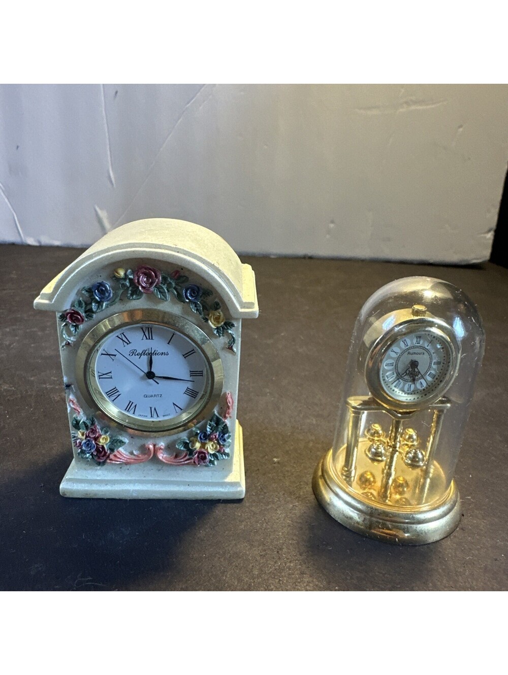Vintage Clock Lot Reflections Quartz & Rumours Dome Japan Movt Mantel Clocks